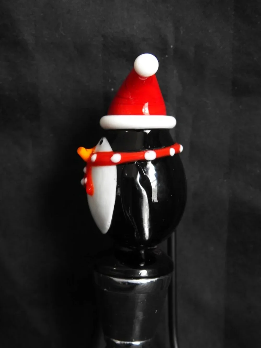 Pier 1 Imports Glass Christmas Penguin Wine/Bottle Stopper